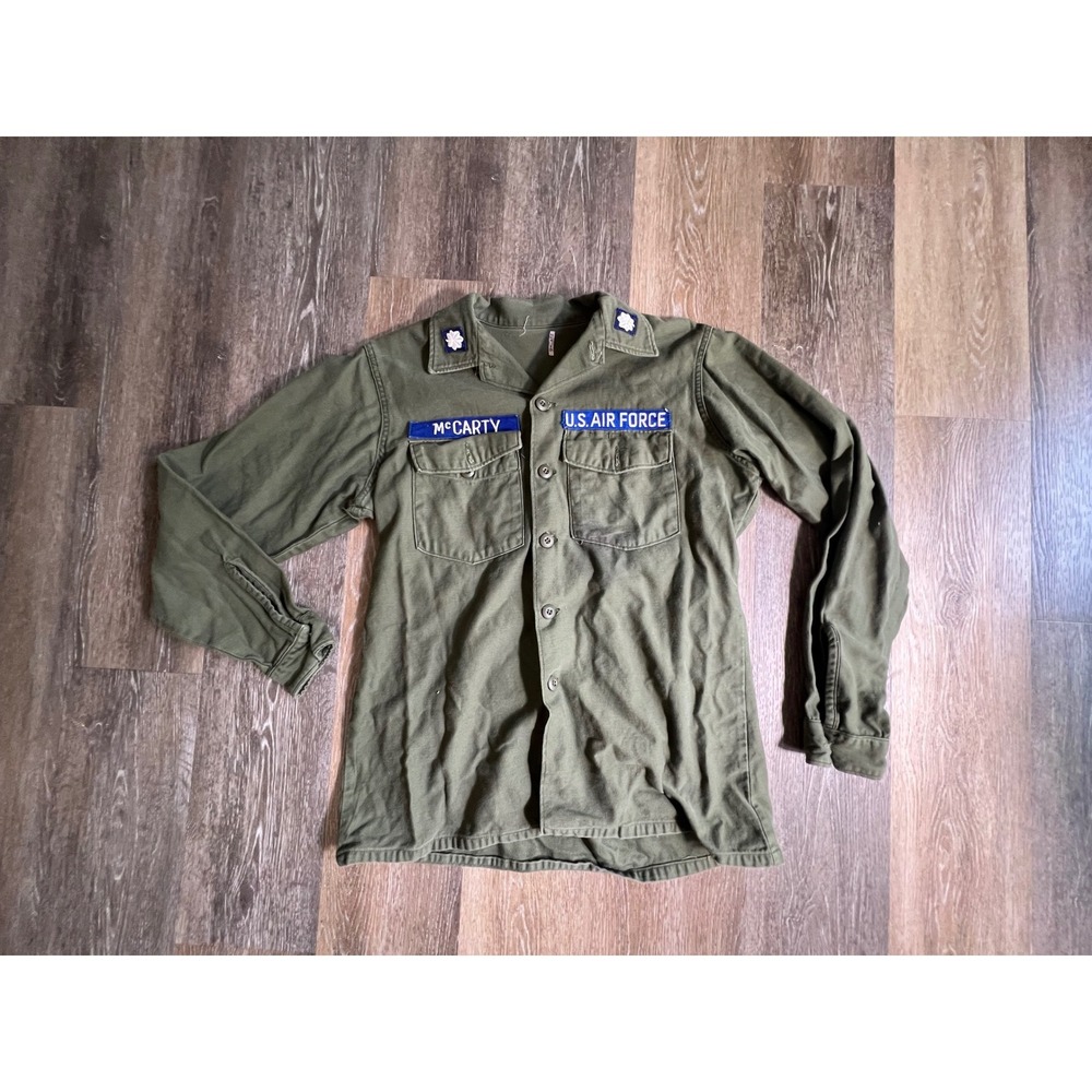 Vintage U.S. Air Force Utility Shirt Mens M Olive Drab OG-107 Fatigue Jacket